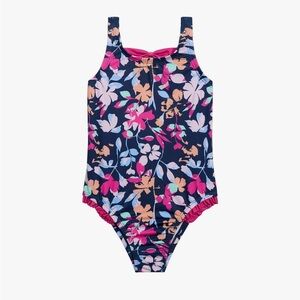 NWT Ocean Pacific Swimsuit Girls 3T Toddler One Piece Midnight Blue Floral UPF